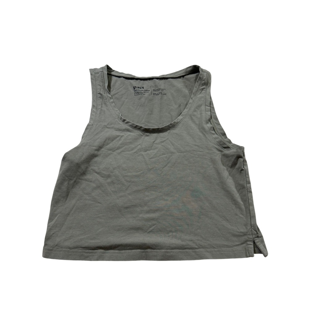Pact Organic Cotton Crop Tank Top M Sage Green Basic Minimalist Loungewear M